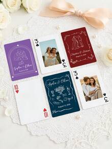 Customized Wedding Playing Cards With Photos, Personalized Wedding Playing Cards Set, Customized Printing Souvenirs, Bride Party Favors, Couple's Wedding Anniversary Personalized Playing Cards - Multicolor - View 4