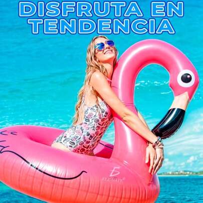 Dona Inflable en Forma de Flamingo, fácil de inflar
