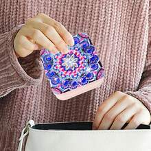 Bộ hộp đựng trang sức tranh đính đá, họa tiết hoa Mandala, chất liệu vải không dệt, túi đựng mỹ phẩm tranh đính đá pha lê dùng để đựng bông tai, nhẫn, vòng tay, dây chuyền và các vật dụng nhỏ khác. - Xem 7