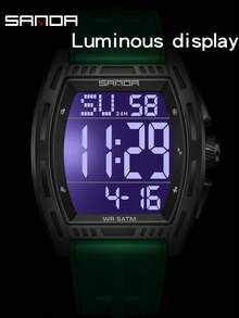 Reloj digital de hombre de moda SANDA 6328, con múltiples funciones como alarma, calendario luminoso y cronógrafo, para estudiantes - Verde - Ver 9