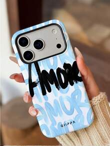 1 件装“Amore”艺术设计手机壳，适用于 17 Pro Max，兼容 16 Pro Max、15 Pro Max、14 Pro Max，韩式时尚趣味手机壳，也适用于 11/12/13/14/15/16 Pro Max Plus，优雅设计男女皆宜，是圣诞节、情人节、复活节、婚礼季和生日送给女友的理想礼物。 - 淺藍色 - 查看 4