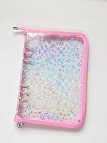 A5激光星形环马卡龙金属拉链套，贴纸簿，粉丝活动，活页夹，贴纸簿活页夹，补充装，1/2/4格袋，DIY收藏册套装，学习用品，返校贴纸簿贴纸 - 彩色 - 查看 16