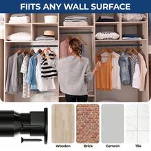 1件黑色不锈钢可调节衣柜杆，窗帘杆，窗帘挂钩，伸缩杆，衣柜挂架，适用于悬挂衣物。重型衣柜挂钩，金属衣柜杆。可调节范围为15.75英寸至74.8英寸。 - 銀色 - 查看 3