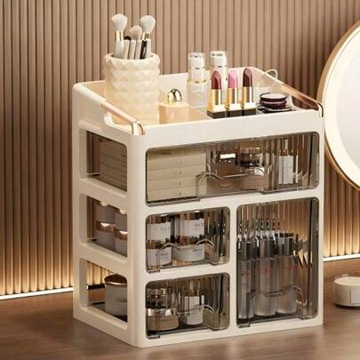 Organizador de maquillaje con 2/3/4/5 cajones, caja de almacenamiento de lujo para cosméticos, cuidado de la piel, lápices labiales y joyas, adecuado para el baño y el tocador del dormitorio