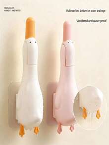 1/2pcs 2-In-1 Cute Duck Shaped Cleaning Clip, Effectively Removes Dust And Stains. Also Has Drainage Holes, Suitable For Bathroom Use To Clean Hair And Other Debris. - A - View 2