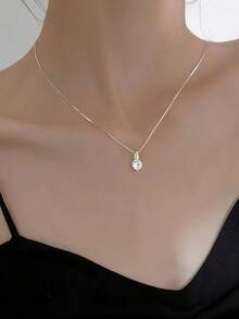 1 Piece Of Exquisite Women's Geometric Water Drop Clavicle Chain With Shiny Zirconia Sterling Silver Necklace Pendant Clavicle Chain Hypoallergenic Jewelry Valentine's Day Gift - 輕奢項鍊 - 查看 11