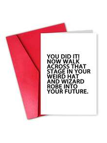 1pc Funny Graduation Card With Envelope - "You Did It! Weird Hat & Robe" Perfect Graduation Gift For Him & Her, Ideal For High & College Grads, Blank Inner Page - A - View 10