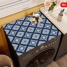 1pc Blue Bowknot Pattern Silicone Mat, Warm Family Atmosphere, Silica Gel, Anti-Slip, Suitable For Washing Machine Cover, Dryer Cover, Coffee Machine Mat, Kitchen Counter Mat, Multi-Purpose Household Mat - Blue and White Ribbon Letter Paper - View 6