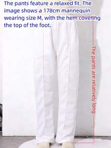 Men's Loose Fit Straight Leg Knit Pants, Lightweight, Solid Color, Casual, Suitable For Spring, Autumn And Early Winter - White - View 2