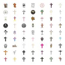 61pcs Cross Vinyl Stickers, Beautiful And Practical, Suitable For Scrapbooks, Diaries, Bumpers, Skateboards, Water Bottles, Helmets, Water Cups, Car Stickers, Etc. - Random - View 4