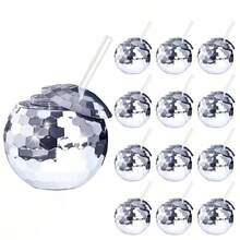 1pc/5pcs Creative Glitter Ball Cup, Single Layer Spherical Straw Cup, Party Disco Fashion Plastic Cup, Suitable For Parties And Holidays - Multicolor - View 15