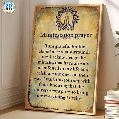 1幅复古风格精神宣言帆布印刷海报，传递感恩和富足的信息，现代墙面艺术装饰画，适用于咖啡馆、家庭、卧室、客厅、厨房、浴室、办公室、家居装饰、房屋装饰、卧室装饰、墙面装饰——送给朋友的理想之选