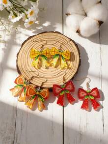 Un par de pendientes de arco con frutas de estilo tropical y temática oceánica, hechos de acrílico, adecuados para que las damas los usen durante las vacaciones y en la vida diaria - Multicolor - Ver 8