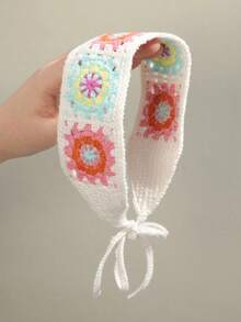 1pc Boho Handmade Floral Crochet Headband, Knitted Hair Hoop, Suitable For Daily Wear And Spring Outings, Can Be Used As Headscarf, Sweatband, Autumn/Winter Headband, Women's Holiday Costume Accessory, Elegant Scarf, Women's Headscarf, Soft Headband. Fashion Hair Band - 棕色 - 查看 7