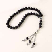 33pcs Black Matte Crystal Tasbih Prayer Beads, Islamic Crescent Moon & Star Rosary Accessories - Multicolor - View 7