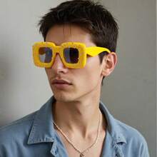 Women's Fashion Glasses - UV Protection With Blue Diamond Decoration, Exclusive Large Square Frame Design For Parties, Suitable For Everyday And Special Occasions - Fashion Accessory, Fun Design, Durable, Designer Style, A Must-Have For  Enthusiasts - Màu xanh lam - Xem 2