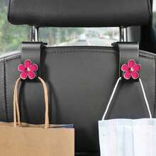 2pcs Elegant 5-Petal Flower Shaped Car Seat Headrest Hook, Simple Installation Multi-Function Storage Hook For Bags, Purses, Shopping Bags, Hats Etc.-DCFV - 2pcs-white - View 4