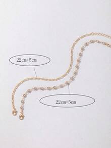 2 piezas Tobillera con decoración de rhinestone Imoli - Oro amarillo - Ver 5