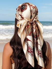1pc Women's Headscarf, New Arrival Spring/Summer Fashion Paisley Print Headband, Versatile Square Scarf, Retro Pattern Silk Scarf, Minimalist Luxurious Satin Scarf, Suitable As Headband, Headscarf, Etc., Ideal For Enhancing Your Overall Look. - Multicolor - View 10