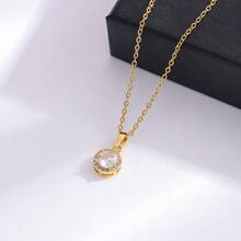 1 chiếc dây chuyền mạ vàng 18K sang trọng đính đá Zirconia 10 carat, dây chuyền choker bằng thép không gỉ thời trang, phù hợp để đeo hàng ngày. - 40+5cm - Xem 8