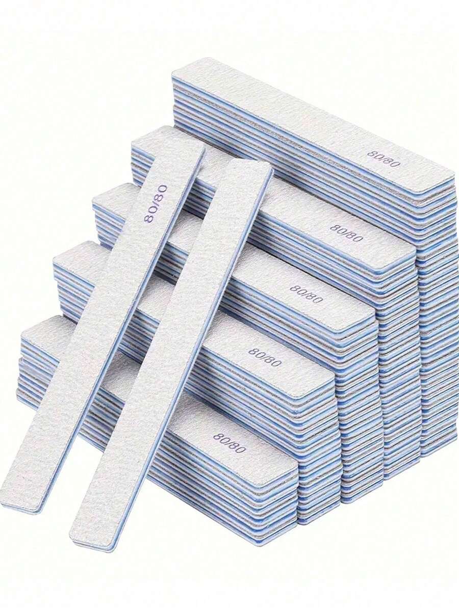 25pcs (Optional 80/80, 100/180) Nail Files, Acrylic Nail Sanding Boards, Professional Manicure Tools, Suitable For Home & Salon, Durable Double-Sided - Multicolor - View 1
