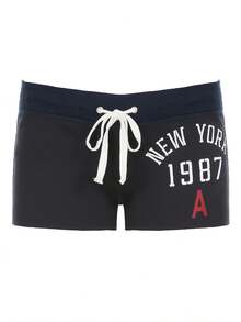 Low-Waisted Letter-Print Casual Tie-Up Hot Girl Shorts Y2K Fashion Street Style[Exclusive] - 混合色 - 查看 4