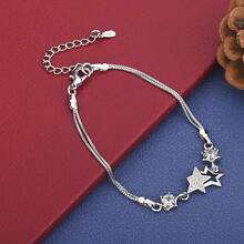 925纯银镀层精美星形锆石手链，女士款 - 时尚魅力派对及婚礼珠宝 - 銀色 - 查看 1