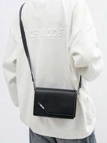 男士时尚百搭方形翻盖斜挎包，小巧的邮差包，休闲单肩包，适合通勤、返校、父亲节、情人节礼物 - 彩色 - 查看 2