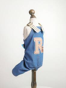 1pc Pet Clothes, Dog/Cat Apparel, Small Dog Harness Pants, Letter Bear Harness Pants - Blue - View 5