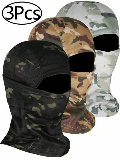 3Pcs/1pc Balaclava Face Mask Men, Women's Full Head Wrap Motorcycle Cooling Neck Gaiter Tactical Hood For Hiking Cycling