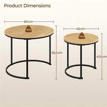 2er Set Couchtisch Beistelltisch Runder Satztisch Metallgestell Kaffeetisch Wohnzimmertisch Modernes Design Sofatisch Kleiner Tisch, Grau ULOK - Eiche - View 3