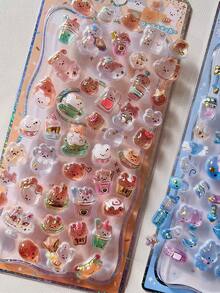Cristal mini dorado, pegatinas de epoxi, decoraciones en relieve 3D de hámster, conejo, fundas de teléfono, scrapbooking, diario, pegatinas - Multicolor - Ver 13