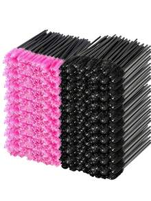 100/500支装一次性睫毛刷 - 粉色和黑色螺旋睫毛膏刷头，无需电源，无香型，打造完美眼妆和睫毛嫁接的美容工具 - 彩色 - 查看 1