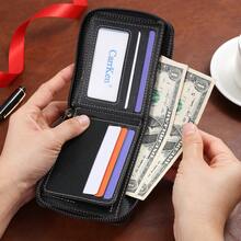 CarrKen 1pc New Vintage Stylish Multi-Function Zipper Wallet, Contrast Color Card Holder For Young Men And Students For Men Money Wallet Mini Wallet Purse Wallet Men Wallet Leather Small Wallet Travel Essential - Black - View 6