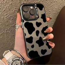 Cow Pattern 1pc Black Energetic Cow Print IMD Matte Finish Phone Case, Suitable For IPhone 16 Pro Max, 15, 14 Plus, 13, 12, 11 And Series - Multicolor - View 2