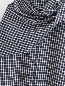 Camisa a cuadros casual y versátil para uso diario de mujer - Azul Marino - Ver 3