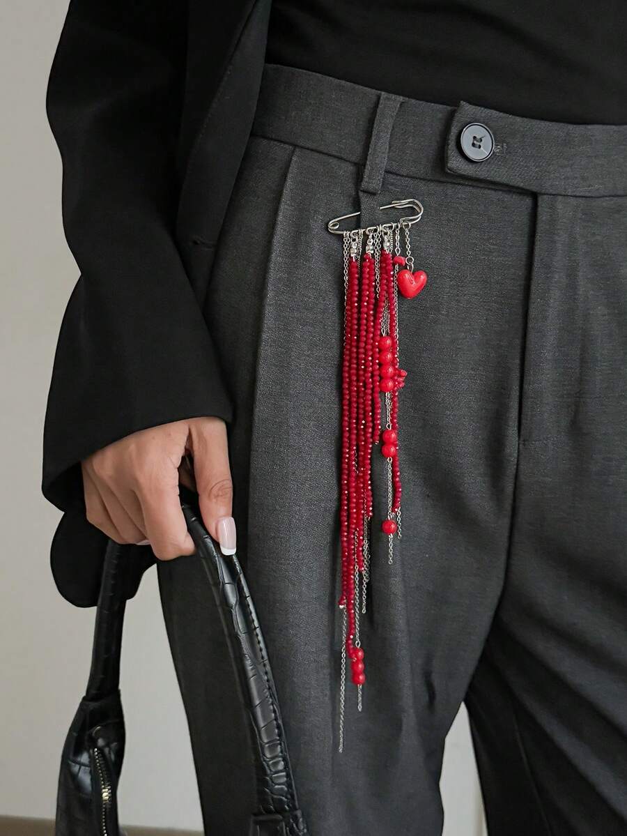 1 chiếc ghim cài áo hình trái tim đính pha lê giả ngọc lam phong cách Gothic Punk, phụ kiện trang sức quyến rũ, thích hợp cho phong cách Rock Hip Hop thanh lịch, giản dị tối giản, đường phố, du lịch, tiệc tùng, quà tặng thời trang đa năng cho cặp đôi. - Chuỗi quần - Xem 1