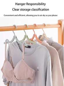10 piezas de perchas de ropa plegables para viaje, de plástico portátil y duradero con acabado pulido, diseño antideslizante, perchas minimalistas para ahorrar espacio. - Multicolor - Ver 5