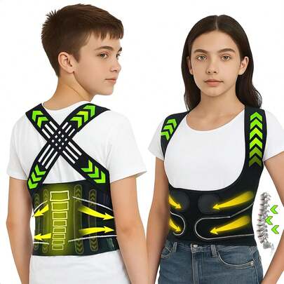 Corrector de Postura para Hombre Mujer, Faja para Postura de Espalda, Faja Lumbar Postural con Soporte Lumbar, Corregidor de Postura Ajustable, Adolescentes Enderezador de Espalda, Correctores de Escoliosis Joroba, Negro Small