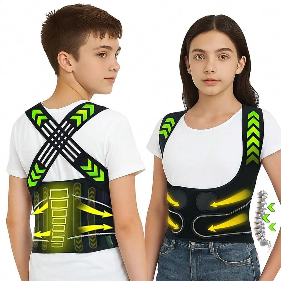 Corrector de Postura para Hombre Mujer, Faja para Postura de Espalda, Faja Lumbar Postural con Soporte Lumbar, Corregidor de Postura Ajustable, Adolescentes Enderezador de Espalda, Correctores de Escoliosis Joroba, Negro Small - Extra grande - Ver 1