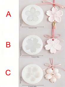 Molde colgante de silicona con diseño de flor de cerezo 3D para velas, resina epoxi, arcilla, jabón aromático, clip de ventilación de coche, pegatina de refrigerador, expansión de armario, piedra, yeso, decoración de taza de vela, regalo hecho a mano, molde de colgante - molde de silicona blanco - Ver 3