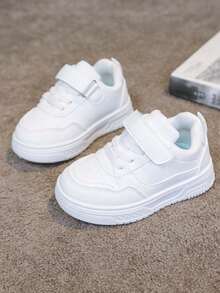 1 Pair Kids' Soft Sole Non-Slip Casual Fashion Solid Color Sports Shoes, Comfortable Versatile Minimalist Running Sneakers, Suitable For All Seasons - White - View 5