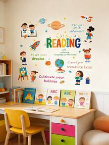 Cartoon Character Space Planet Wall Stickers For Kids Bedroom Nursery Early Education Self-Adhesive Bed Headroom Decals - Multicolor - View 4