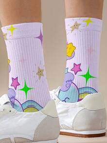 CARE BEARS 1 Pair Women's Personalized Socks, 360 Degree Digital Printing With Interesting Cheer Bear, Wish Bear, Heart Bear, Angel Bear, Grumpy Bear, Fashionable And Minimalist, Suitable For Daily Wear And Graduation/Birthday Gifts - Multicolor - View 2