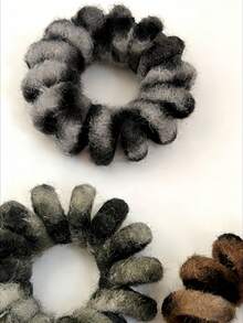 Leopard Print Fluffy Telephone Wire Hair Scrunchies, High Elasticity No Damage Bun Holder Hair Ties, Fashionable Commuting Hair Accessories For Women Ponytail Holders Hair Rubber Bands Hair Rope Elastic Hair Tie - Multicolor - View 3