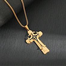 ZG YING ZHOU ZGYZ 男士復古扁平手工多層 18K 金色與黑色不鏽鋼珍珠鏈吊墜項鍊 歐美嘻哈 3 層吊墜不鏽鋼男士項鍊 龐克復古十字架 J Jesus 吊墜項鍊 毛衣鍊飾品 - 彩色 - 查看 11
