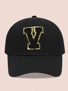 1 buah Topi Baseball Anak-Anak dengan Huruf Hitam, Topi Pelindung Matahari untuk Anak Laki-Laki dan Perempuan, Cocok untuk Aktivitas Luar Ruangan dan Penggunaan Sehari-hari - Label hitam dan emas - topi baseball kain hitam - View 33