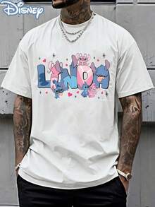 Disney Officially Licensed Graphic T Shirts 100 Percent Cotton Disney Shirt, Stitch & Angel LINDA T-Shirt, Unisex, 220g, Retro Print, Cartoon Graphic, Casual Top - 白色 - 查看 1