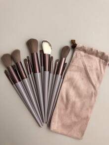 33pcs Makeup Brush Set (With Drawstring Pouch), Including Powder Puff, Makeup Sponge, Blush Brush, Foundation Brush, Eyeshadow Brush, Contour Brush, Soft Hair Brush, Professional Makeup Brush Set, Women Makeup Brush Set - Multicolor - View 7