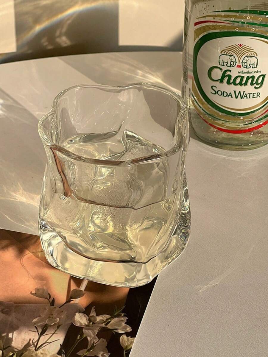 Cabin Kangaroo 1pc Asymmetrical Glass Cup, Unique High-End Household Water/Coffee/Milk Tumbler